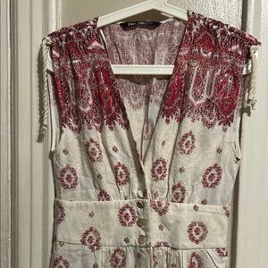 Zara Boho Red and Cream Dress